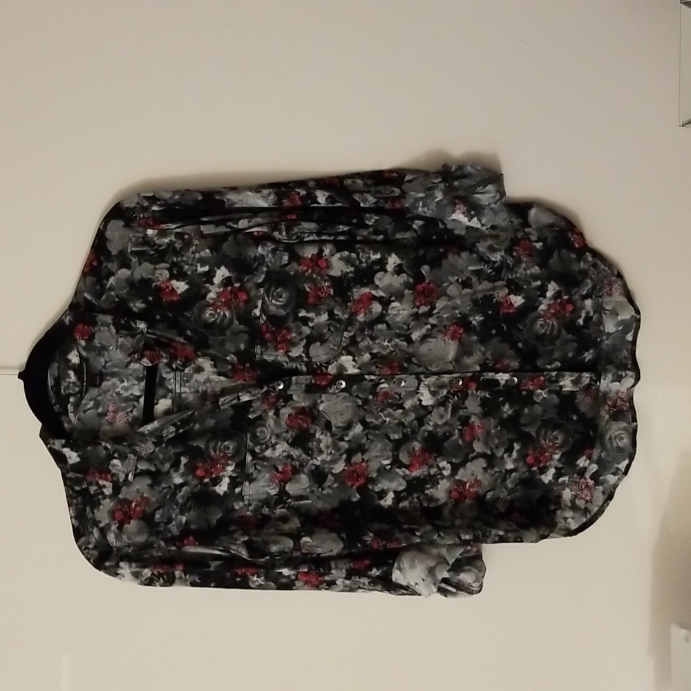 Rock & Republic Floral Blouse - Black, Gray, Red